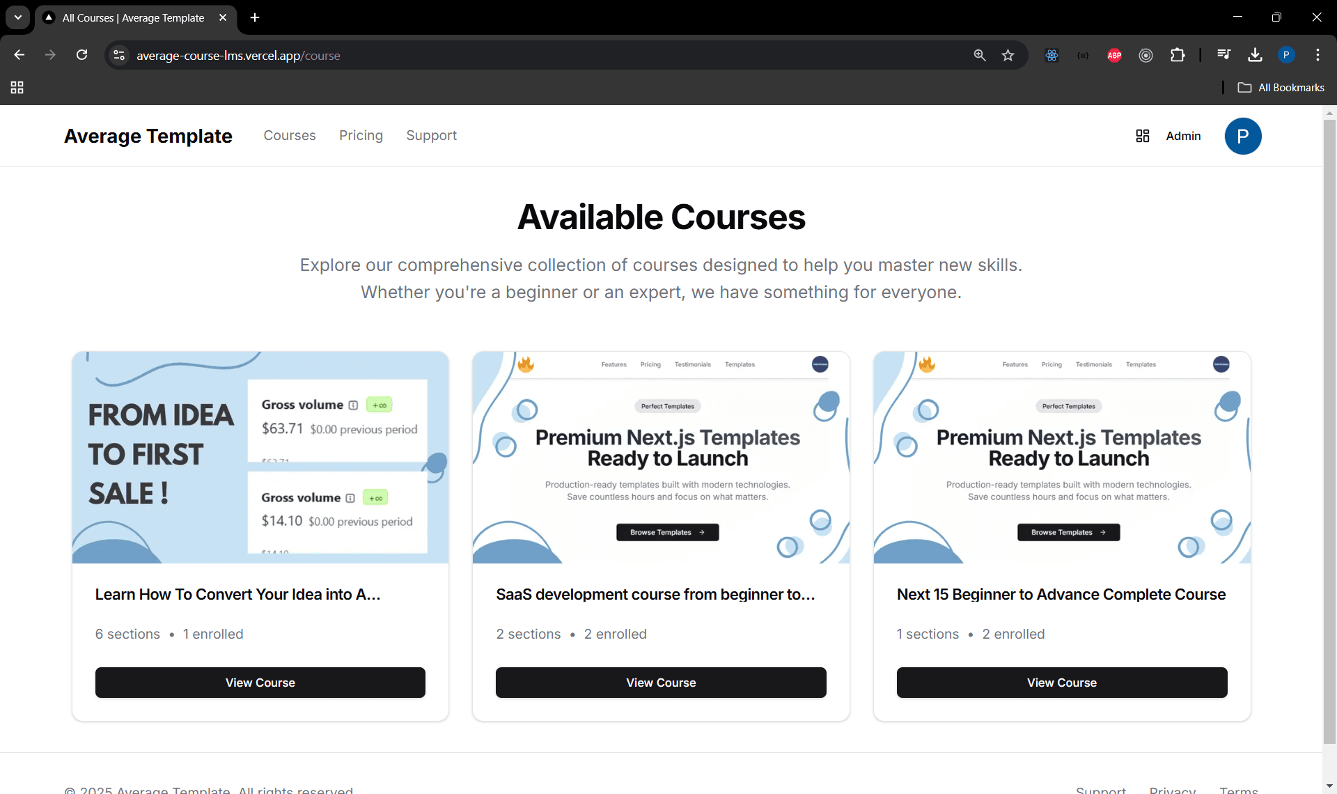 Next.js 15 Course Selling Template With Stripe, Mongodb, Prisma with Complete Admin Panel | Next.js 15 LMS preview 2